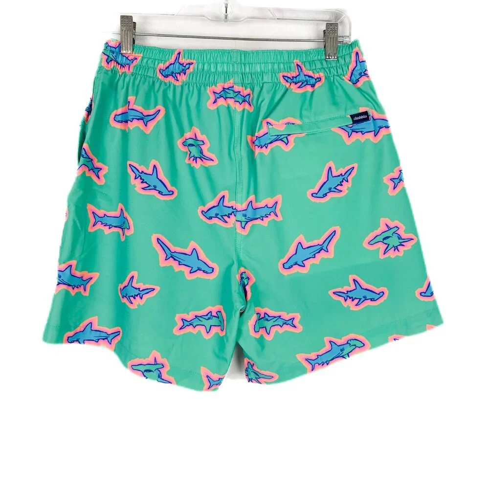 NWOT Chubbies Classic Swim Trunk 7" The Apex Swimmers Teal Sharks Size Large L - Picture 7 of 13